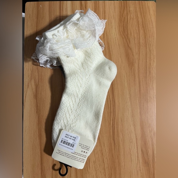 Anthropologie NWT Set of Two Pairs Lace Ruffle Socks White Gray NEW - Picture 6 of 9